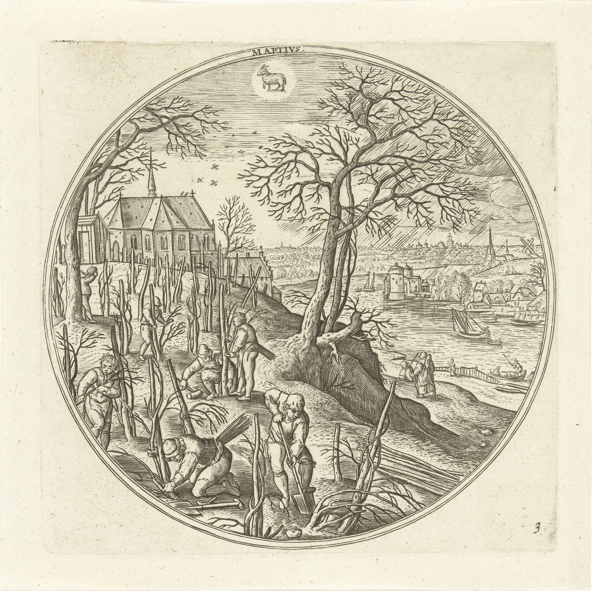 Maart by Adriaen Collaert, print, 1578-1582