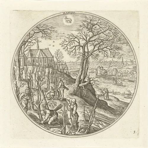 Maart by Adriaen Collaert, print, 1578-1582