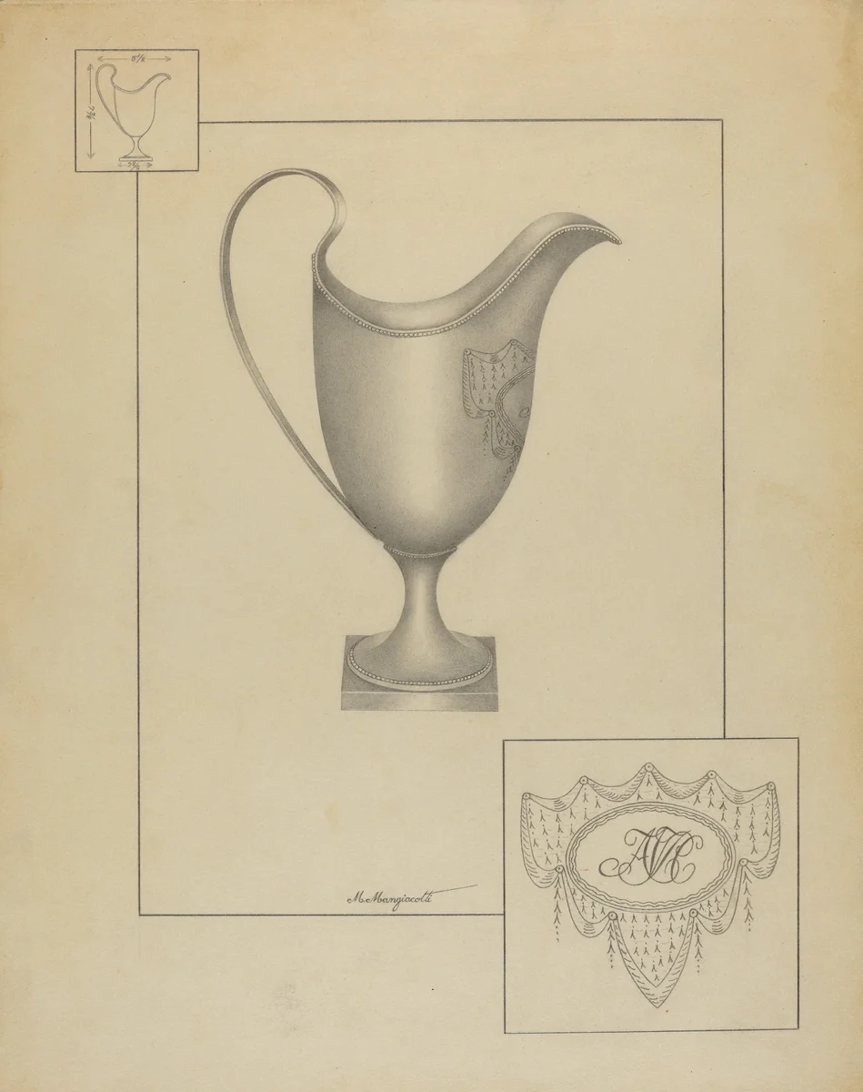 Silver Creamer by Matthew Mangiacotti, index of american design, 1937