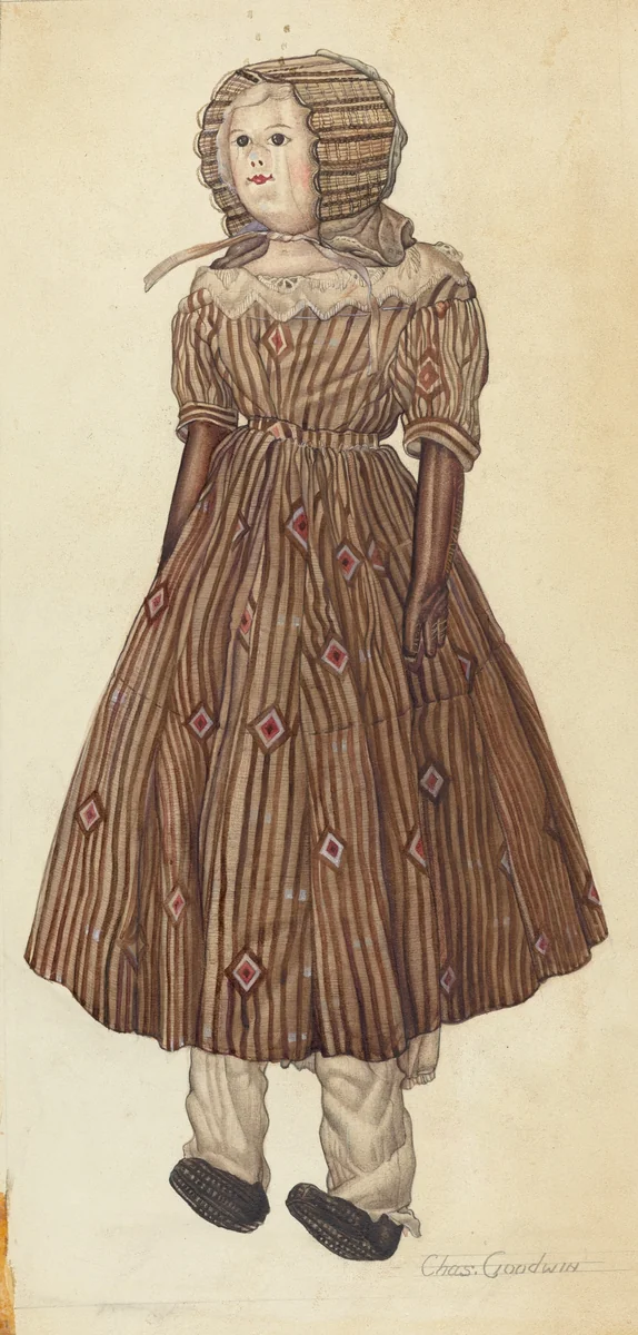 Wax Face Cotton Doll by Charles Goodwin, index of american design, 1935-1942