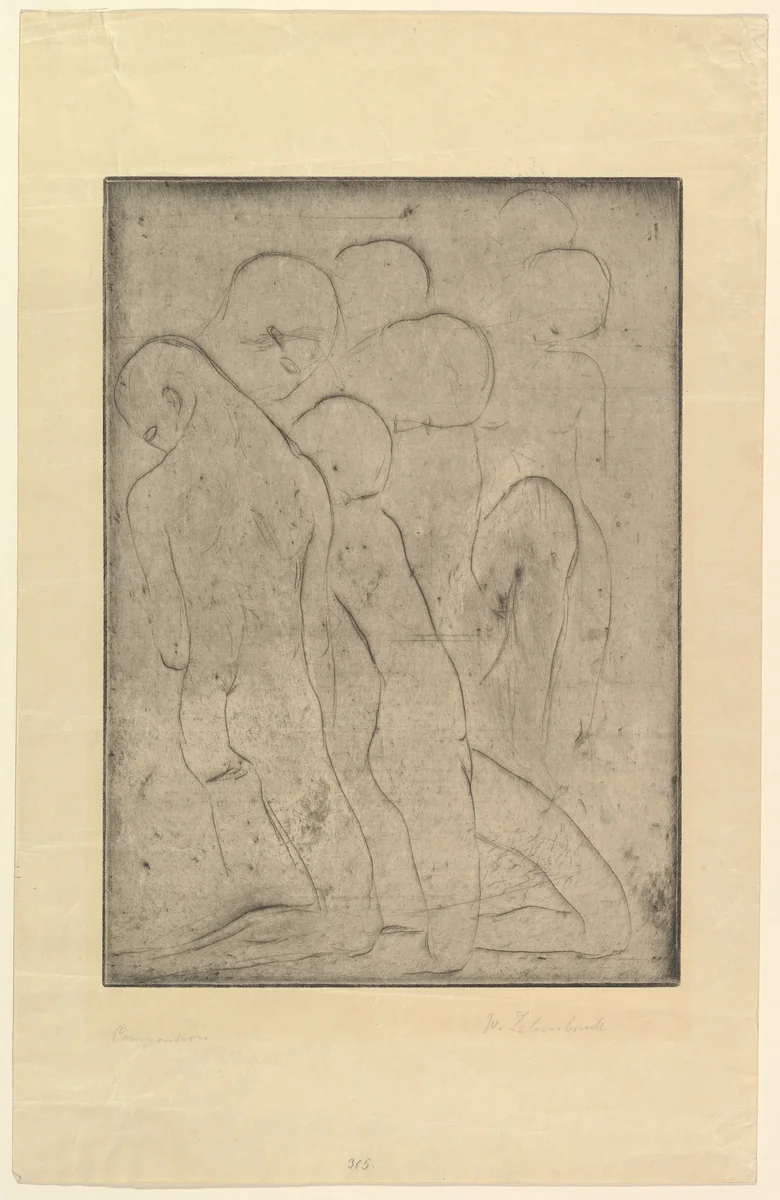Composition (Große Komposition) by Wilhelm Lehmbruck, print, 1913