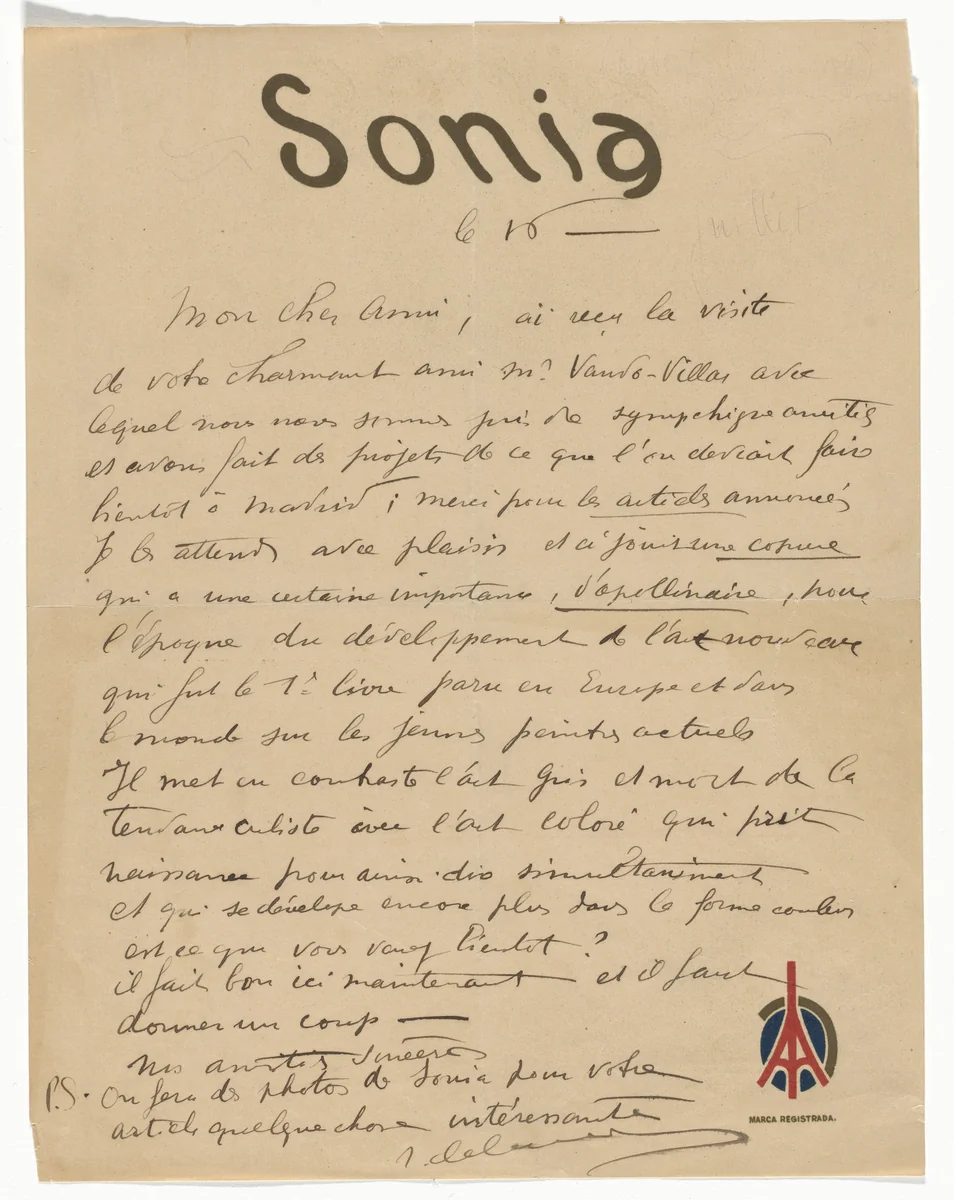 Sonia Delaunay-Terk letterhead by Sonia Delaunay, design, 1927