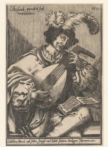 Luitspeler by Ludwig Büsinck, print, 1630