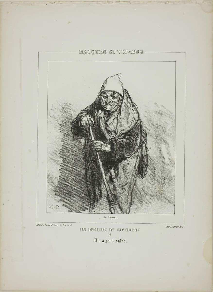 Les Invalides du Sentiment: Elle a joué Zaïre by Paul Gavarni, print, 1853