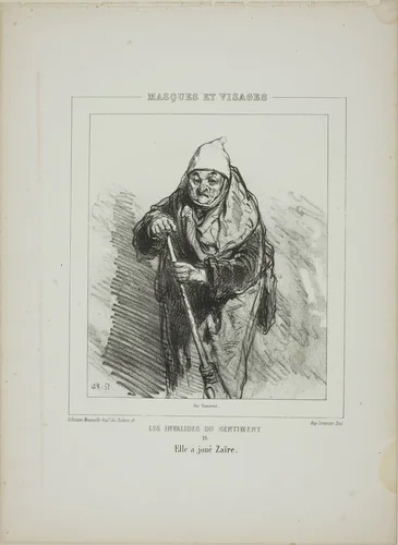 Les Invalides du Sentiment: Elle a joué Zaïre by Paul Gavarni, print, 1853