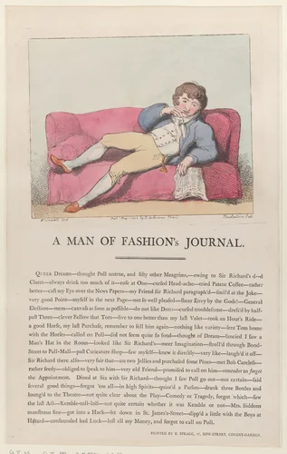A Man of Fashion's Journal by Thomas Rowlandson, print, 1802