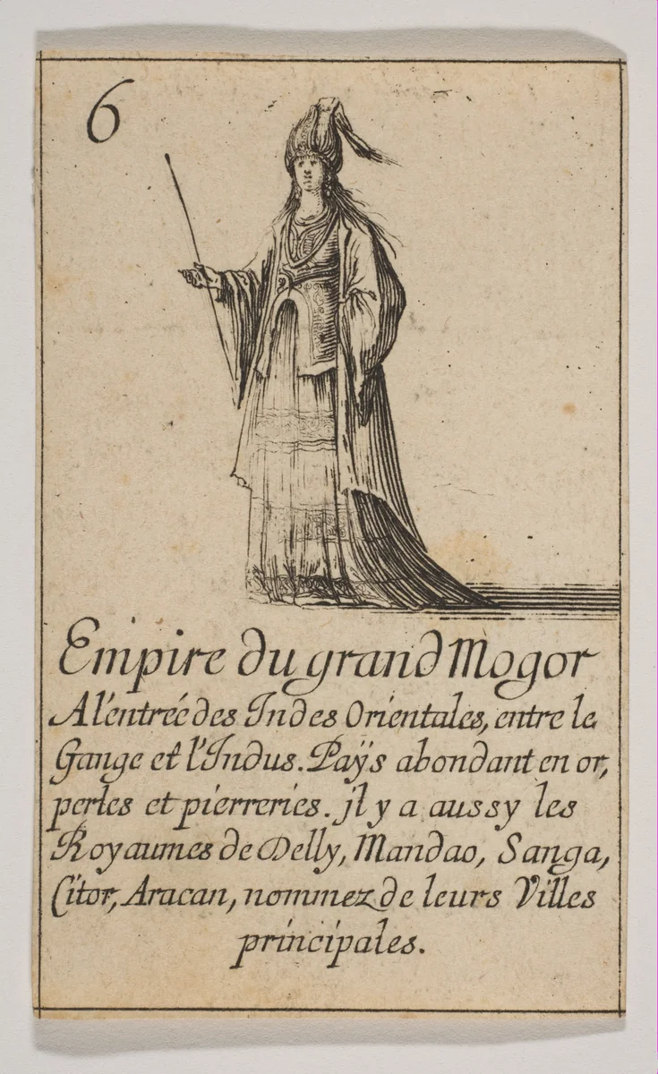 Empire du grand Mogor, from "Jeu de la Géographie" by Stefano della Bella, print, 1644