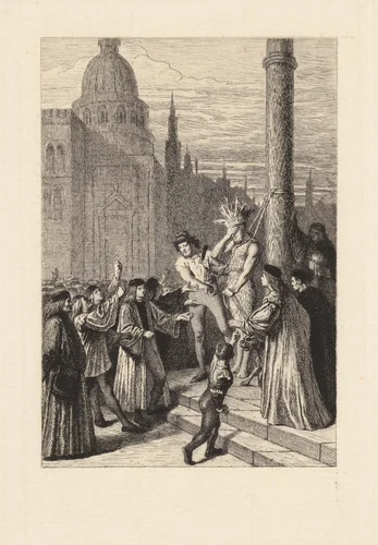 Le Cordelier de Venise, plate 4 from "The Decameron" by Léopold Flameng, print, 1868-1878