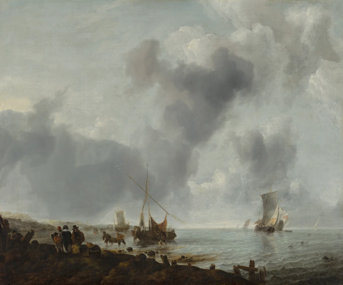 Ships off the Coast by Jan van de Cappelle, painting, 1651