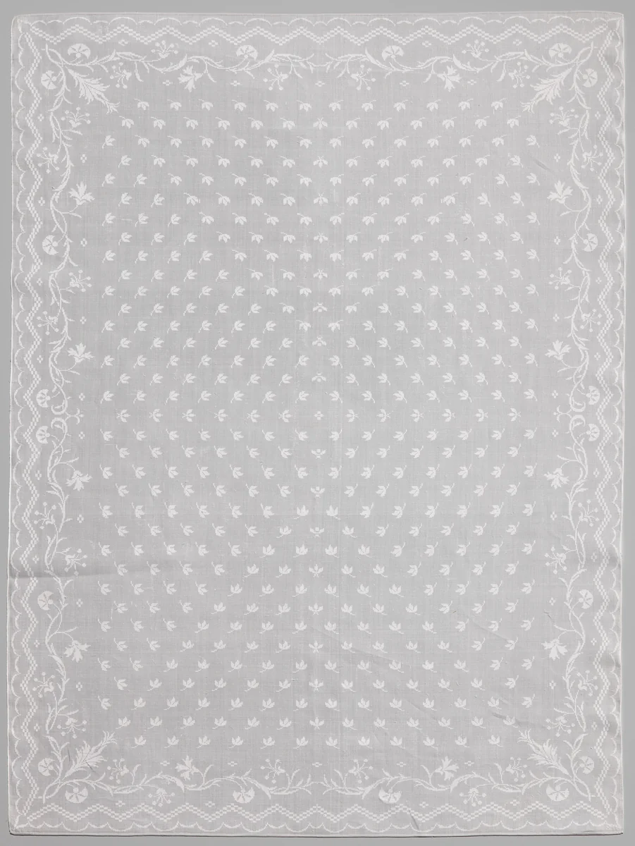Servet met gestrooid bladmotief en rand met anjers by anonymous, other, 1767-1816