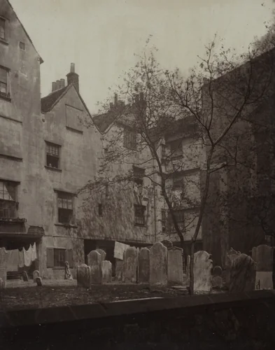 St. Bartholomews: The Churchyard Looking towards Cloth Fair by Alfred H. Bool, photograph, 1877