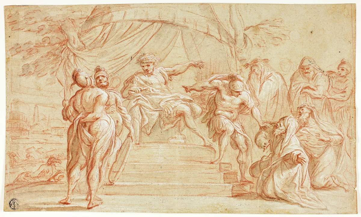 Scene From Roman History by Thomas Blanchet, drawing, 1624-1689