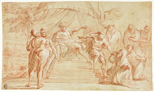 Scene From Roman History by Thomas Blanchet, drawing, 1624-1689