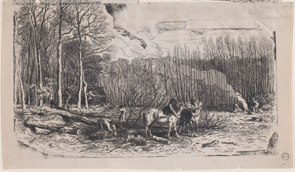 February, from "Album of Rustic Subjects" by Charles Jacque, print, 1859