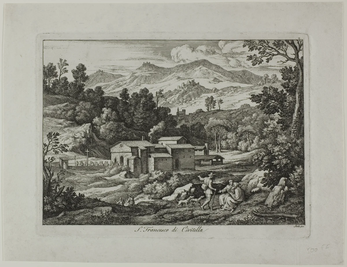 Monastery of San Francesco di Civitella in the Sabine Mountains by Joseph Anton Koch, print, 1810