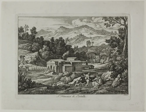 Monastery of San Francesco di Civitella in the Sabine Mountains by Joseph Anton Koch, print, 1810