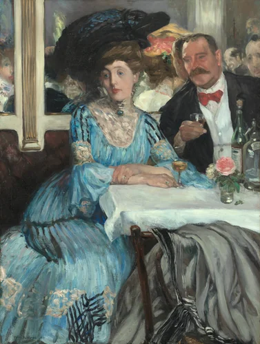 At Mouquin's by William Glackens, painting, 1905