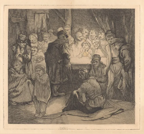 Mannen en vrouwen in kroeg by Johannes Josephus Aarts, print, 1881-1934