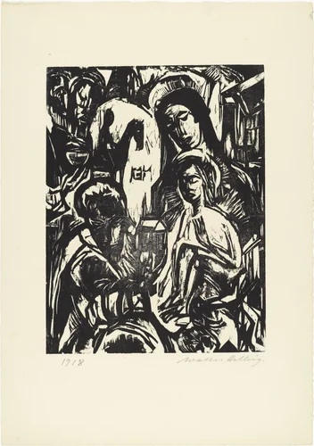 Adoration (Anbetung) from 16 Woodcuts (16 Holzschnitte) by Walter Helbig, print, 1918