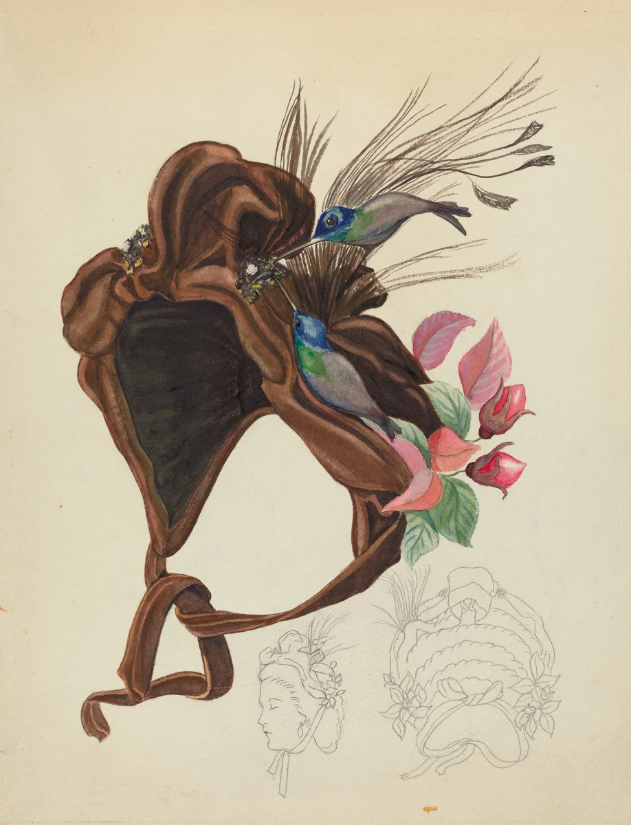 Brown Velvet Cap by American 20th Century, index of american design, 1940