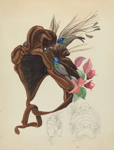 Brown Velvet Cap by American 20th Century, index of american design, 1940