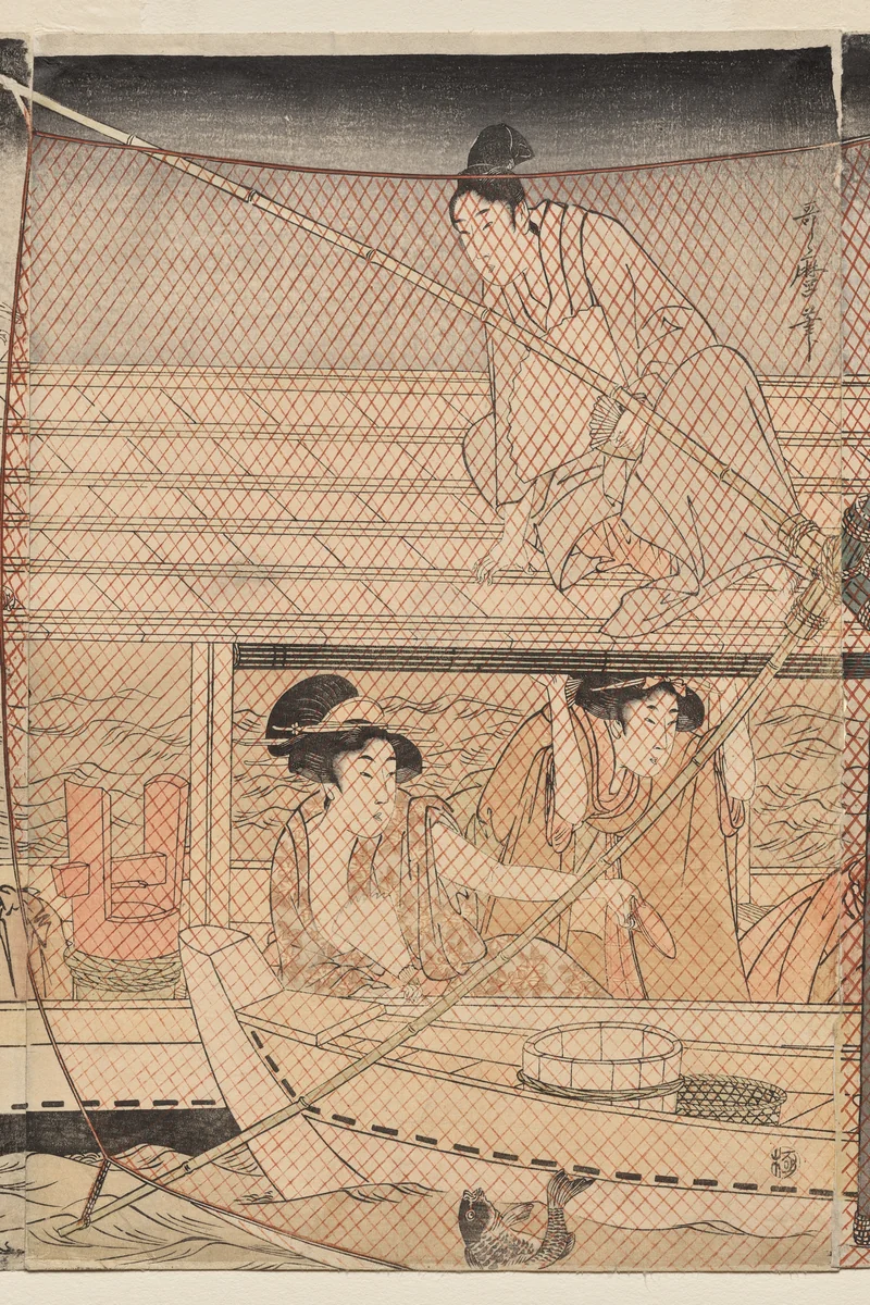 Net Fishing at Night on the Sumida River by Kitagawa Utamaro (喜多川歌麿), print, 1795-1805