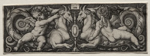 Two Genii by Hans Sebald Beham, print, 1544