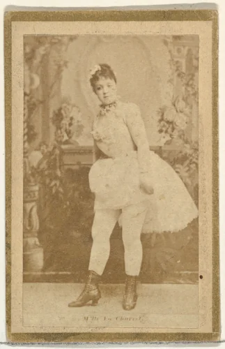 M'lle La Chacuti, from the Actresses and Celebrities series (N60, Type 2) promoting Little Beauties Cigarettes for Allen & Ginter brand tobacco products by Allen & Ginter, photograph, 1887