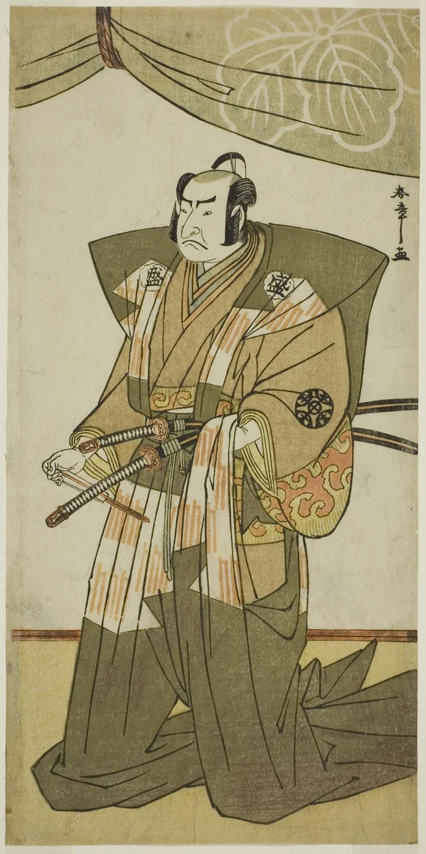 The Actor Nakamura Nakazo I as Saito Sanemori in the Play Kitekaeru Nishiki no Wakayaka, Performed at the Nakamura Theater in the Eleventh Month, 1780 by Katsukawa Shunsho (勝川 春章), print, 1775-1785