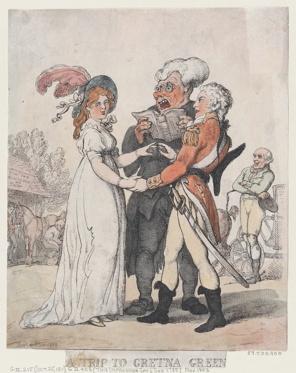 A Trip to Gretna Green by Thomas Rowlandson, print, 1803