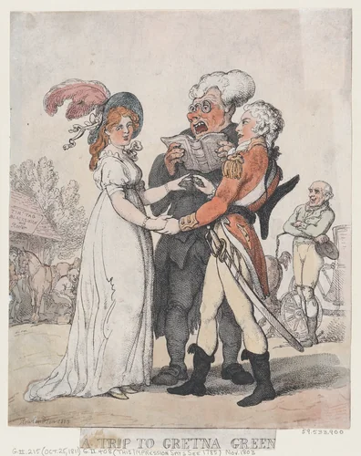 A Trip to Gretna Green by Thomas Rowlandson, print, 1803