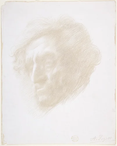 Head of a Man by Alphonse Legros, drawing, 1837-1911