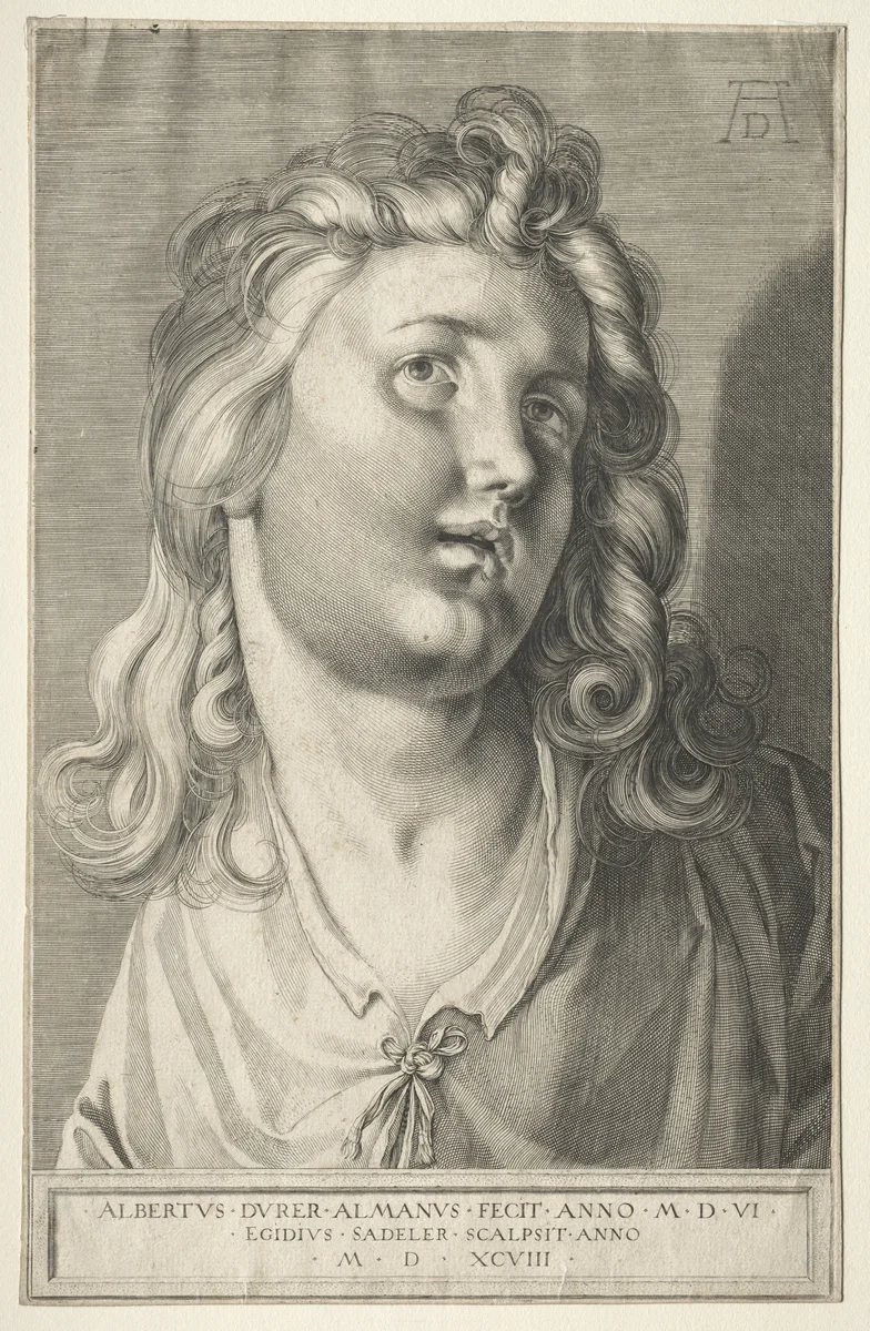 Female Head by Aegidius Sadeler, print, 1598