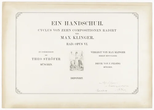 A Glove, Opus VI (Ein Handschuh, Opus VI) by Max Klinger, print, 1881