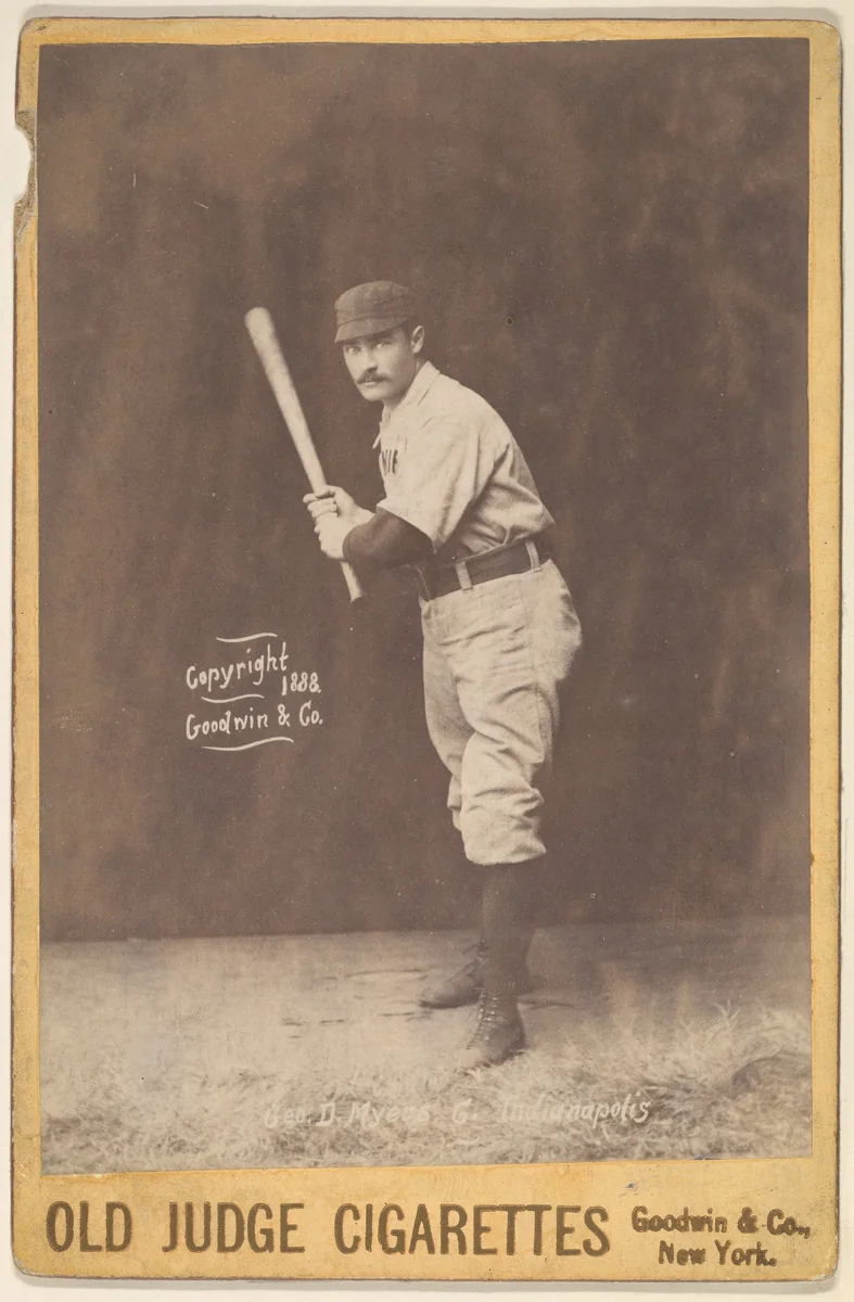 George D. Myers, Catcher, Indianapolis, from the series Old Judge Cigarettes by Goodwin & Company, photograph, 1888