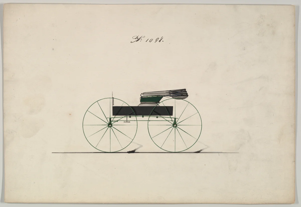 Design for Wagon, no. 1098 by Brewster & Co., drawing, 1850-1870