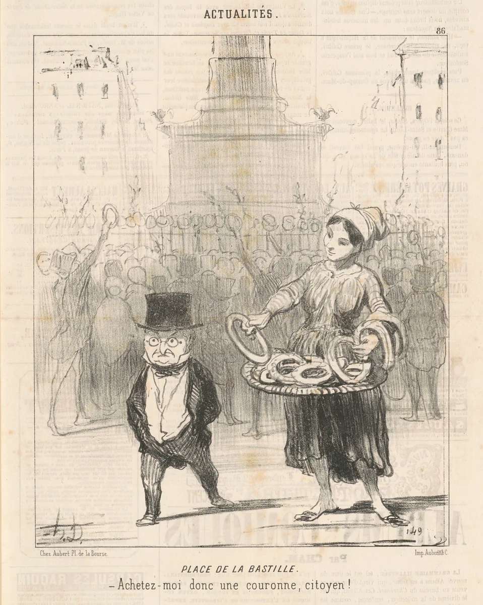 Place de la Bastille by Honoré Daumier, print, 1850