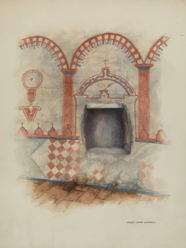 Wall Painting and Baptismal Niche by Harry Mann Waddell, index of american design, 1938