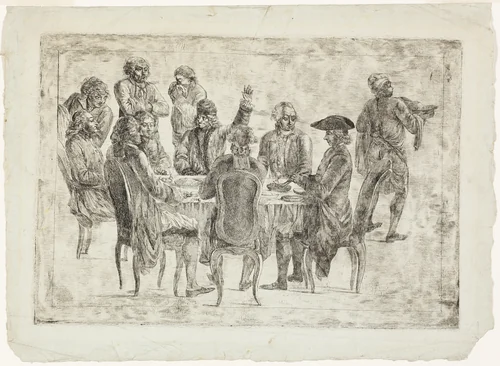 Le Déjeuner de Voltaire à Ferney or Le Souper des Philosophes by Jean Huber, print, 1768-1780