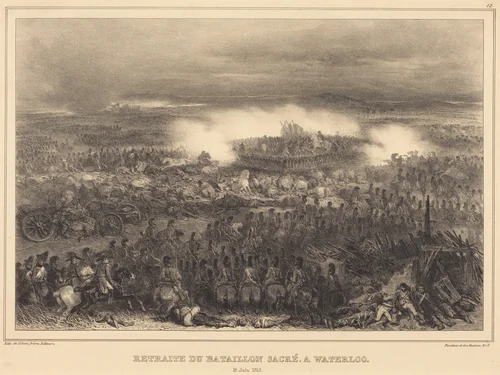 Retreat at Waterloo by Auguste Raffet, print, 1835
