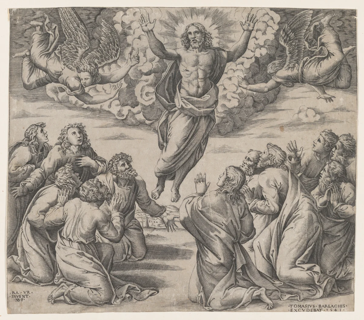 The Ascension of Christ, after Raphael by Nicolas Beatrizet, print, 1541