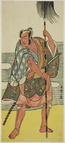The Actor Ichimura Uzaemon IX as the Yakko Matahei in the Play Mukashi Otoko Yuki no Hinagata, Performed at the Ichimura Theater in the Eleventh Month, 1781 by Katsukawa Shunsho (勝川 春章), print, 1776-1786