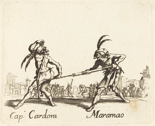 Cap. Cardoni and Maramao by Jacques Callot, print, 1622-1699
