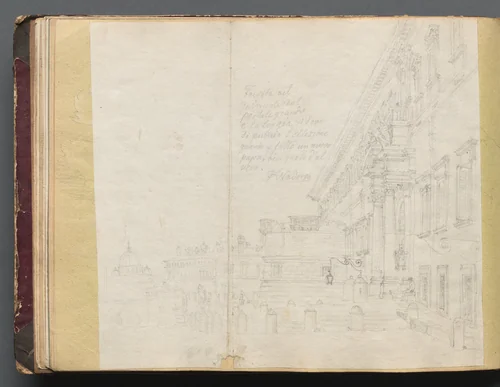 Album with Views of Rome and Surroundings, Landscape Studies, page 15b: Roman Architectural View by Franz Nadorp, book, 1830-1870