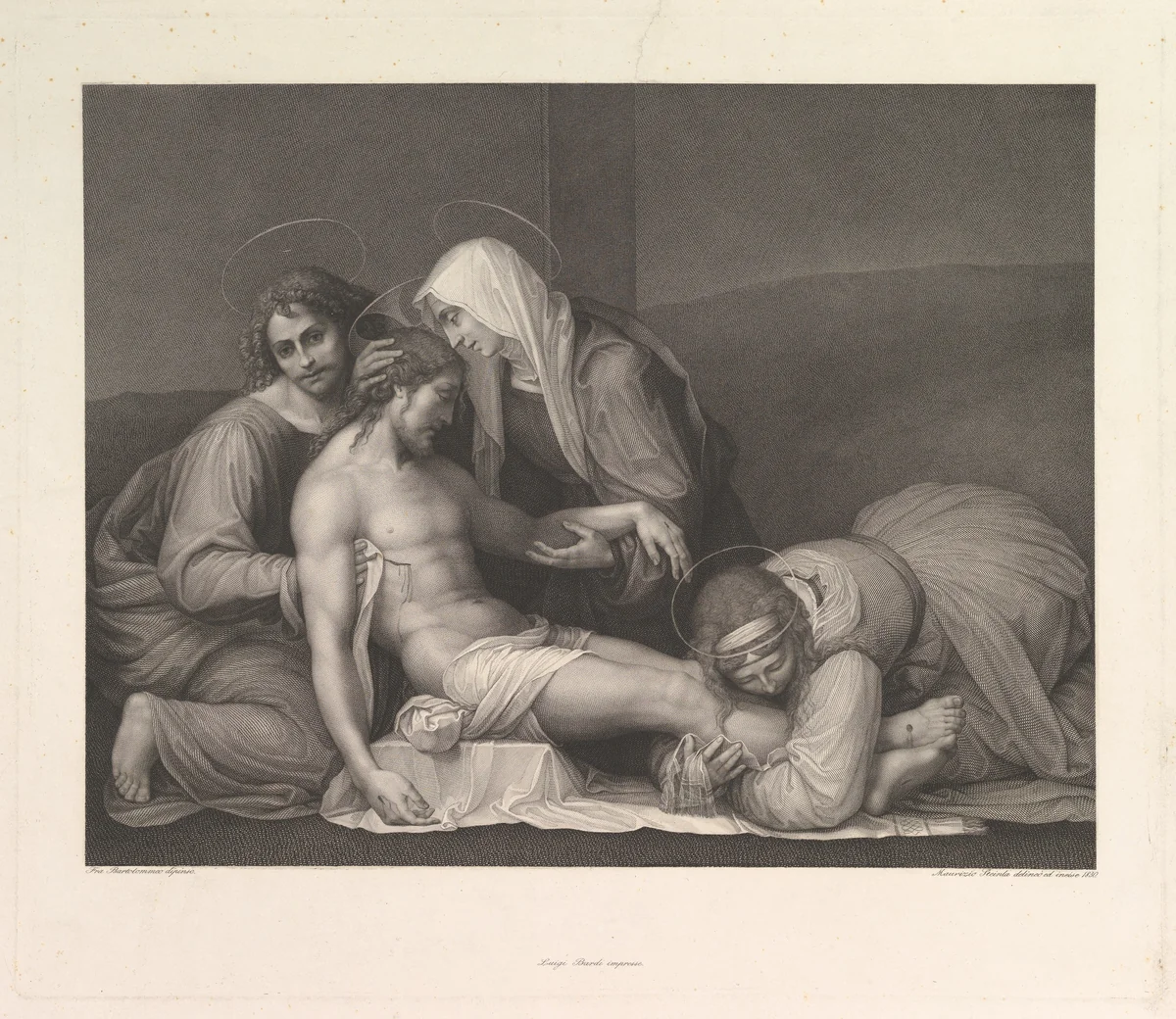 The Lamentation of Christ by Franz Anton Erich Moritz Steinla, print, 1830