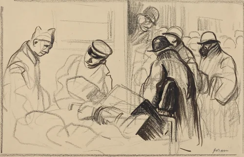 Le train de Berne (The Train for Berne) by Jean-Louis Forain, drawing, 1914-1919