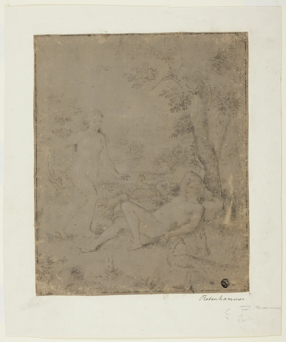 Adam and Eve by Hans Rottenhammer, drawing, 1575-1799