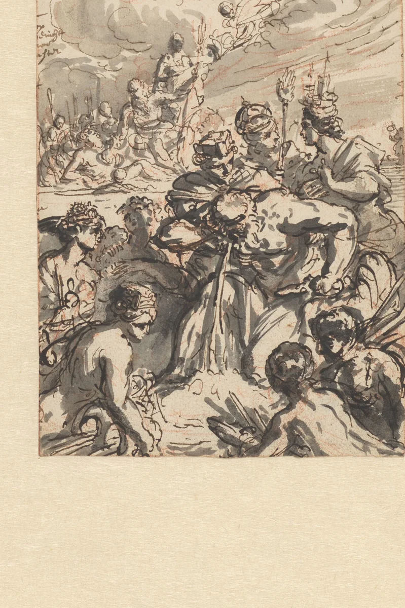 Allegory of the River IJ by Romeyn de Hooghe, drawing, 1671
