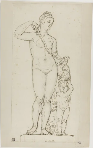 Sculpture of Venus and Cupid, with Mars' Armor by Jean Le Pautre, drawing, 1638-1682