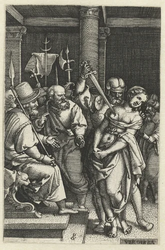 Virginius doodt zijn dochter Virginia by Unknown, print, 1546-1547